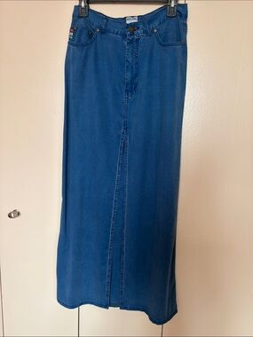 Moschino Blue Long Denim Skirt with Front Slit